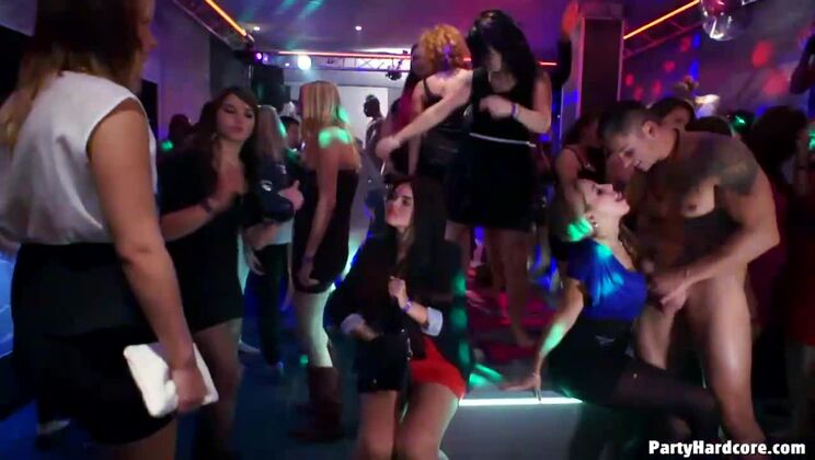 Amateur Gangbang - Blonde in Stockings Gets Destroyed by Big Cocks