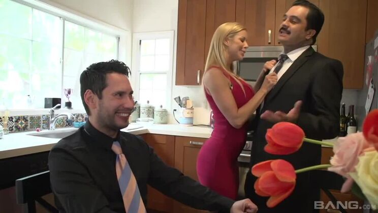 Alexis Fawx gets messy facial while another guy enjoys