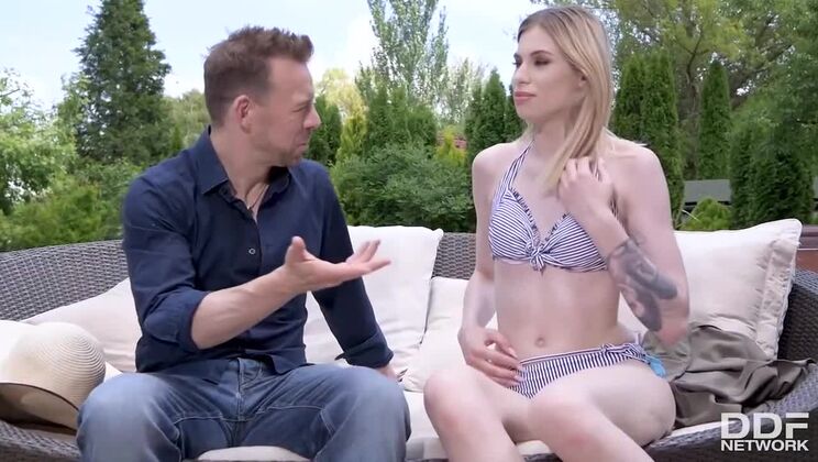 Outdoor Facial with European Blonde