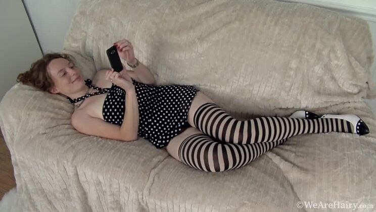 Ana Molly's Redhead Striptease And Masturbation