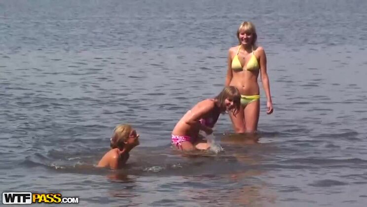 Outdoor Party with Sexy Friends, Blonde, Brunette, and More