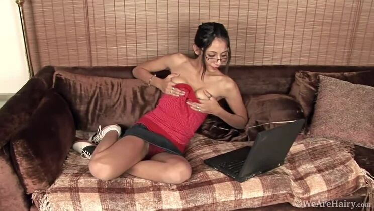 Luna Monroe's Small Tits Bounce while Masturbating