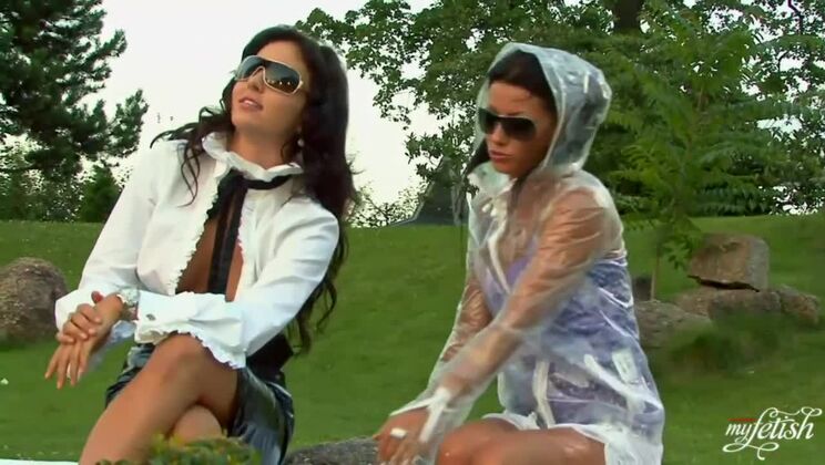 Lesbian Action: Brunette Beauties in Wetlook Lingerie