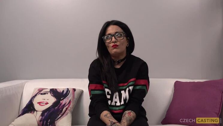 European Tattooed Brunette in POV Casting