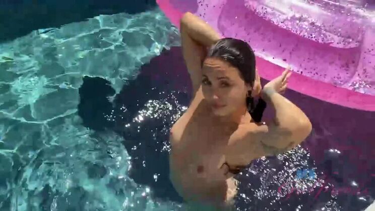 Hairy Brunette Mi Ha Doan's Outdoor Pool Date