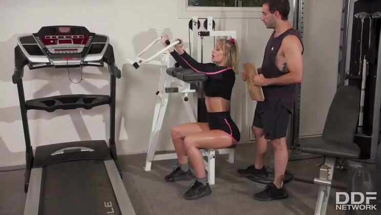 Blonde Daisy Stone's Raunchy Workout Session