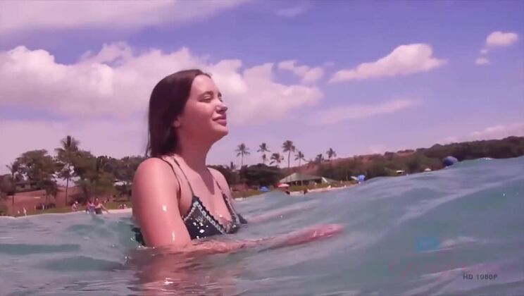 Skinny brunette Gia Paige takes a creampie in POV