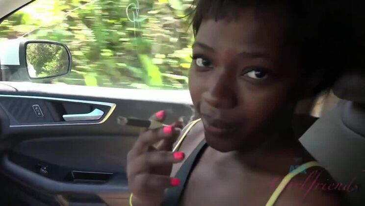 Brunette Noemie Bilas rides hard outdoors