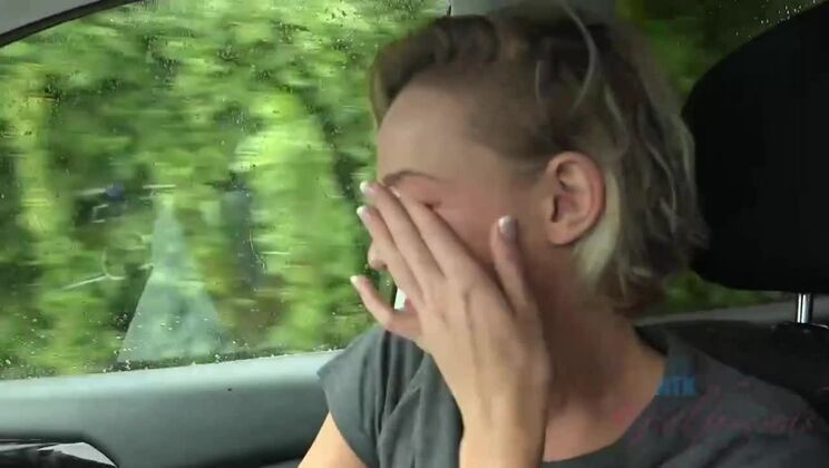 Outdoor Car Fun with Emma Hix and Her Shaved Pussy