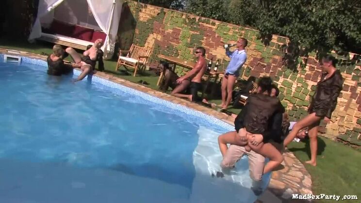 Swinger Party Fun with Jasmine Black Poolside