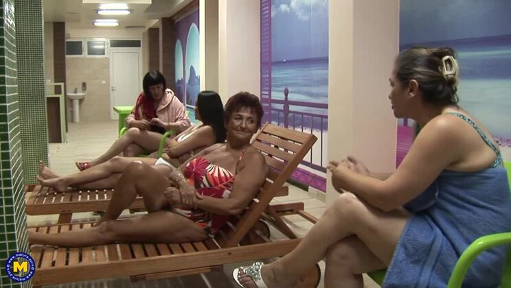 Relaxing in Sauna - Mature Women