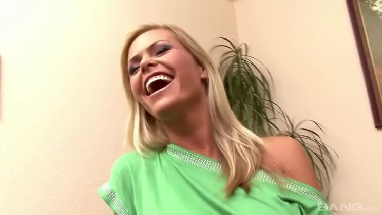 Blonde Bombshell Masturbates with White Toy