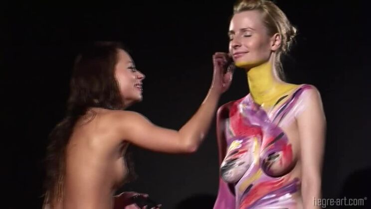 Erica and Karolina in Body Painting Action