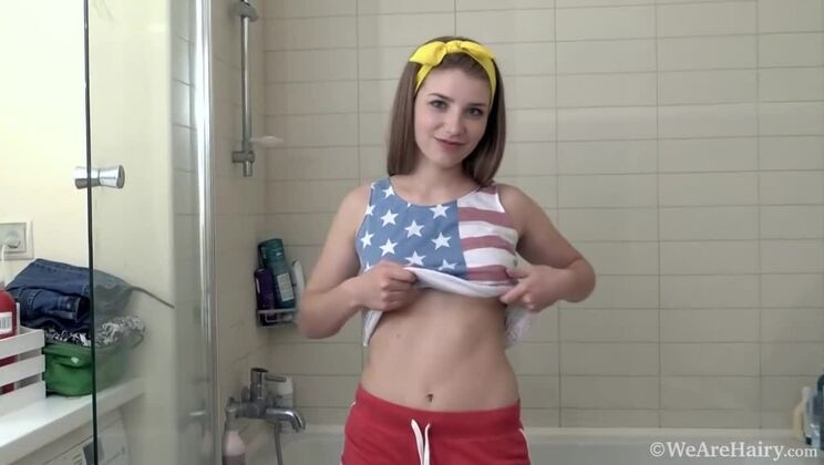 Blonde Gunita's Lingerie Striptease