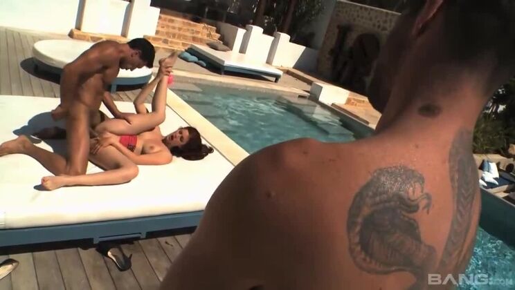 Mira Sunset Gets Cum on Pussy and Face in Threesome