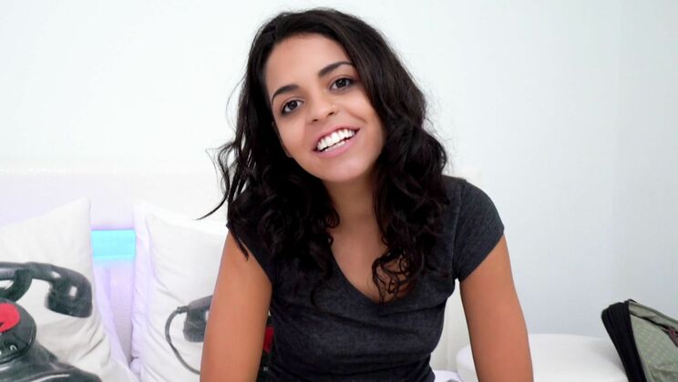 Brunette Stepsister's Natural Tits and Fingering