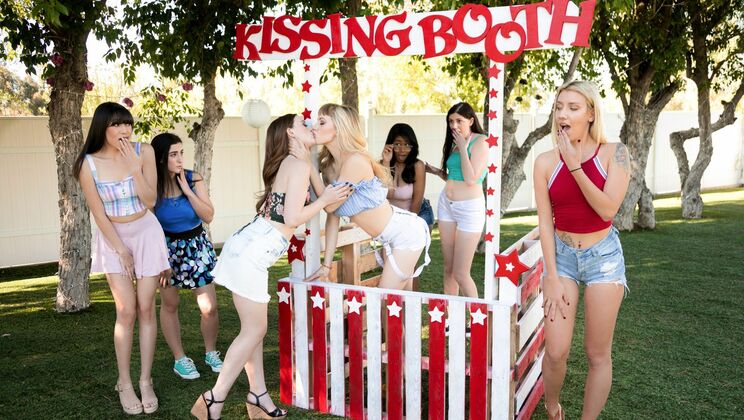 Blonde Teen Ivy Wolfe Caught Fingering Brunette Danni Rivers at Kissing Booth