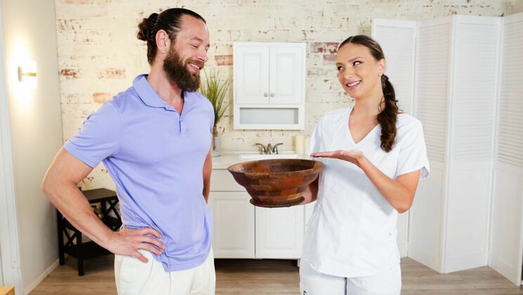 Brunette Izzy Lush and Brad Newman's Encounter