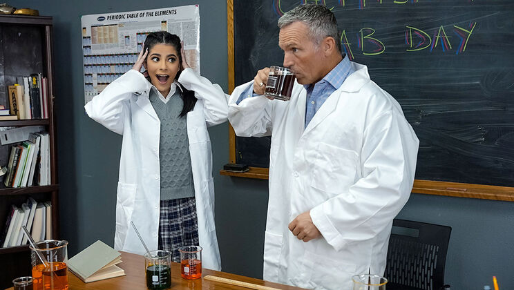 Schoolgirl Seduces in Lab