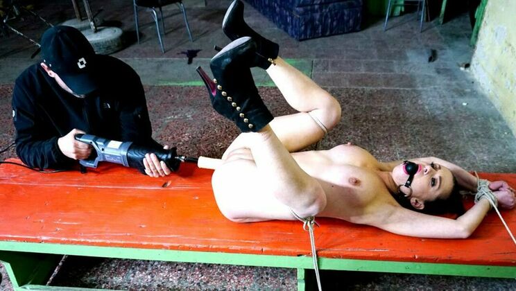 Azoe gets pounded hard by fucking machine