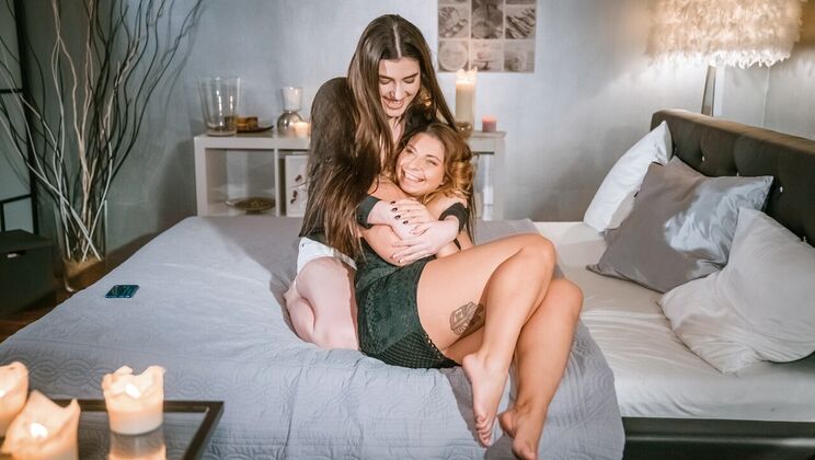 Lesbian Bedroom Fun with Big Boobs and Ass Fingering