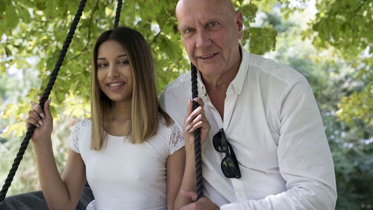 Old Man Enjoys Young Pussy Outdoor