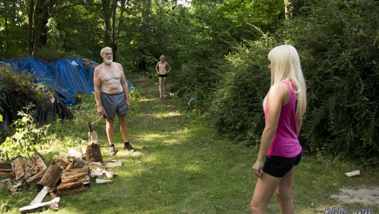 Outdoor 69 with Two Blondes and Old Man