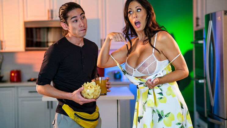 Big boobs MILF Reagan Foxx and her son's friend have sex