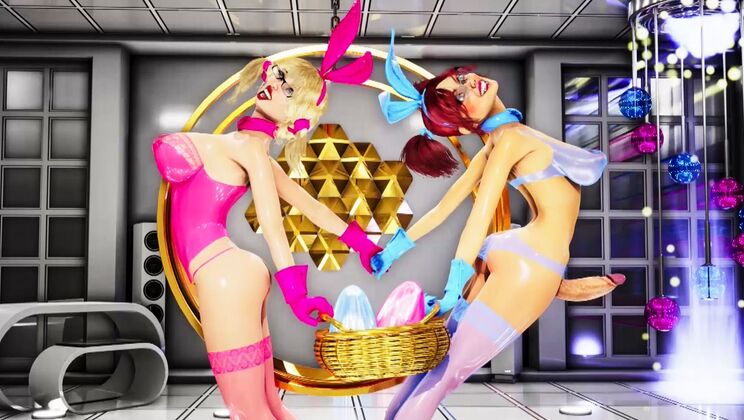 Bunnies in Strap-on Action with Big Cocks