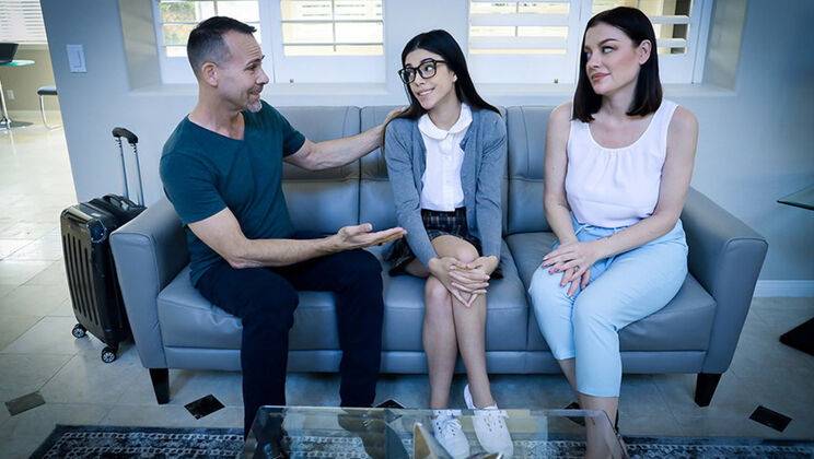 Big Tits Foster Mom and Teen Daughter Seduce Husband