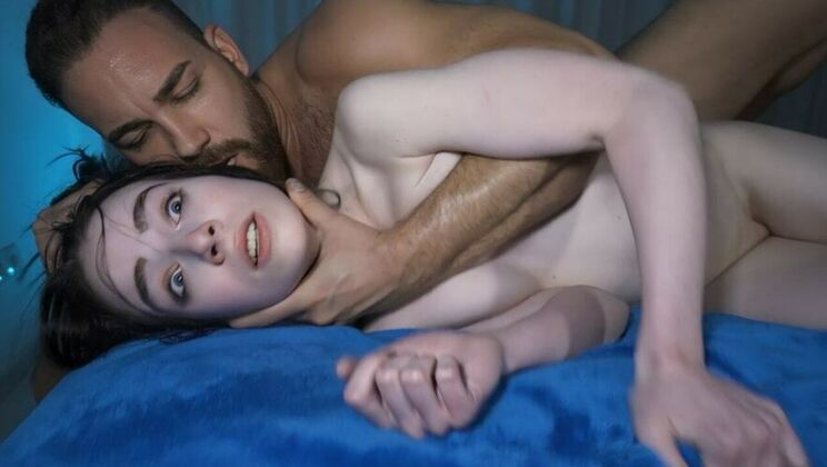 Brunette Teen Struggles with Rough Deepthroat