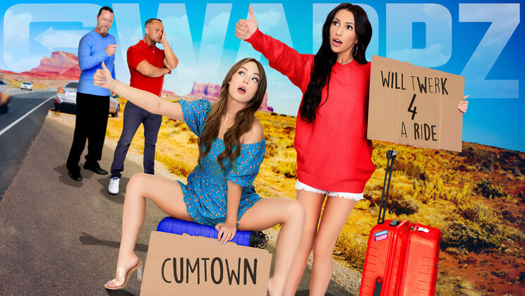 Stranded Brunettes Give Double BJ - Petite & Skinny