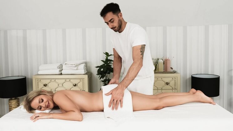 Blonde Slut Begs for Cum on Her Enhanced Tits