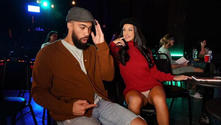 Poetry Slam Bam Sex - Small Tits Brunette Takes Facial