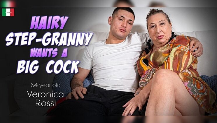 Hairy Mature Granny Fucked on the Sofa by Her Step-Grandson