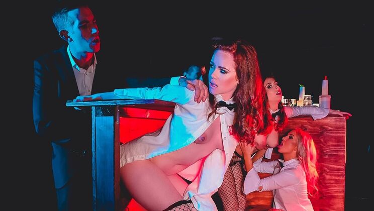 Glory Hole Fun with Brown Hair and Big Tits