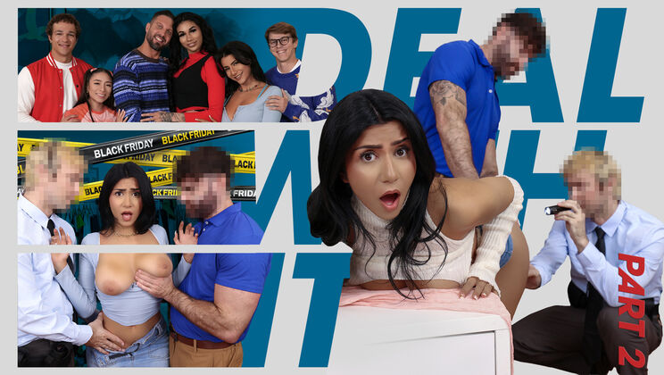 Thong Girl Takes Two Cocks in Her Mouth