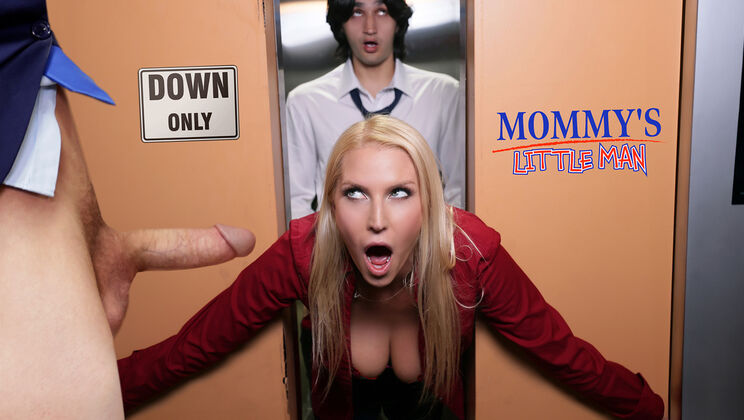 Blonde Sucks and Gets Facial in Elevator