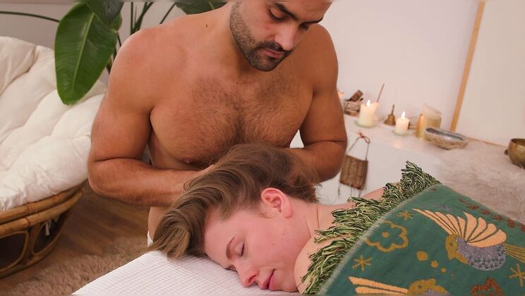 Gus gives Samantha J a full body oil rubdown