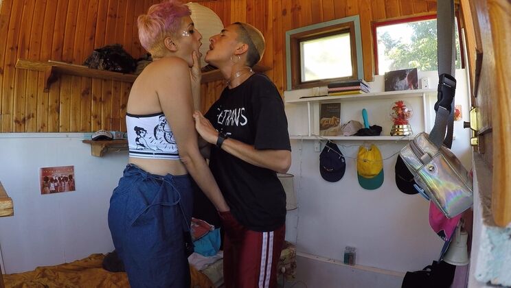 Charo the Short Hair Tattoo Girl and Gael Cuddle Face to Face