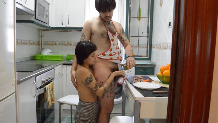 Xochipilli Masturbates Then Strokes Rodrigo in the Kitchen