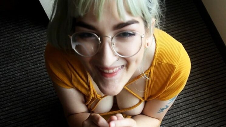 Blonde With Tattoos And Glasses Gets Spanked By Daddy